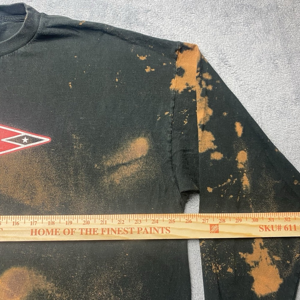 PUMA Long Sleeve T-shirt Mens XXL Black Acid Wash Bleach Distressed - Picture 4 of 7